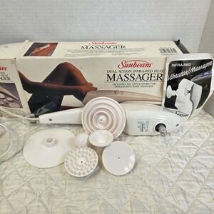 Sunbeam Dual Action Infra Red Heat Massager Model 1856-8 2 Speed 6 Attachments